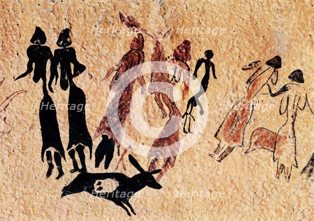 Cave paintings typical of the Levantine art, found in the Roca dels Moros or Cogull Cave (Lleida)…