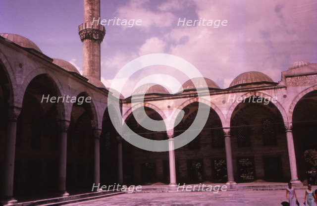Sultan Ahmed Mosque (Blue Mosque) Courtyard, Istanbul, 20th century. Artist: CM Dixon.
