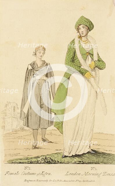 Fashion Plate (Female Costume of Egra - London Morning Dress), 1808. Creator: Unknown.