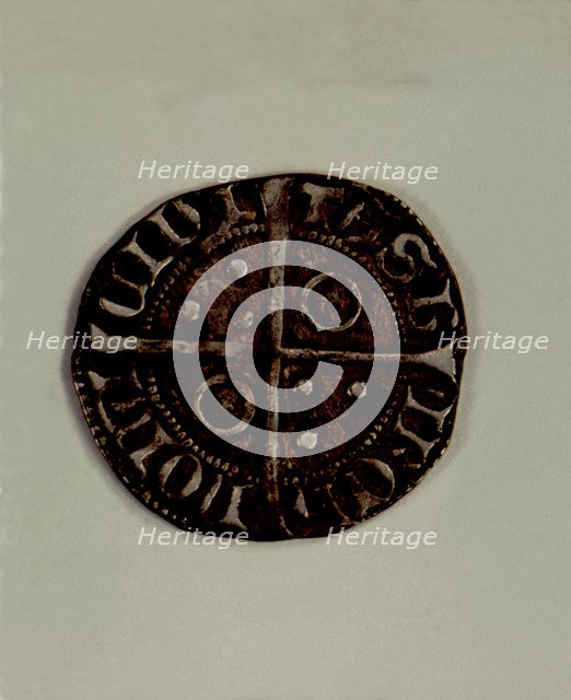 Reverse of a Cruzado in silver, reign of Peter III the ceremonious. Mint: Zaragoza..