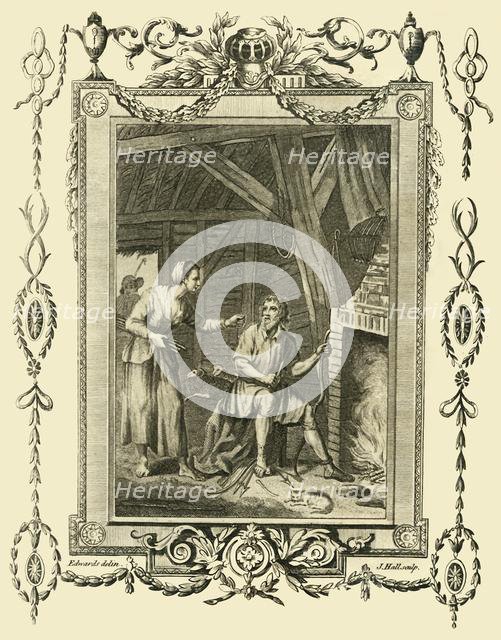 'King Alfred in disguise rebuked by the Neat Herd's Wife for letting the Cakes burn', (c878), 1783.  Creator: Unknown.