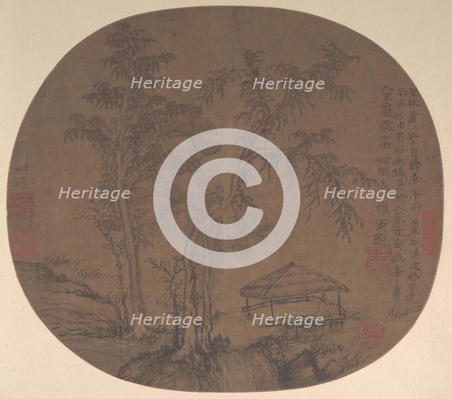 Sparse trees and pavilion, late 1350s. Creator: Wang Meng.