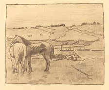 Horses in the Meadow (Chevaux dans la prairie), 1891/1892. Creator: Edgar Degas.