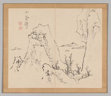 Double Album of Landscape Studies after Ikeno Taiga, Volume 1 (leaf 8), 18th century. Creator: Aoki Shukuya (Japanese, 1789).