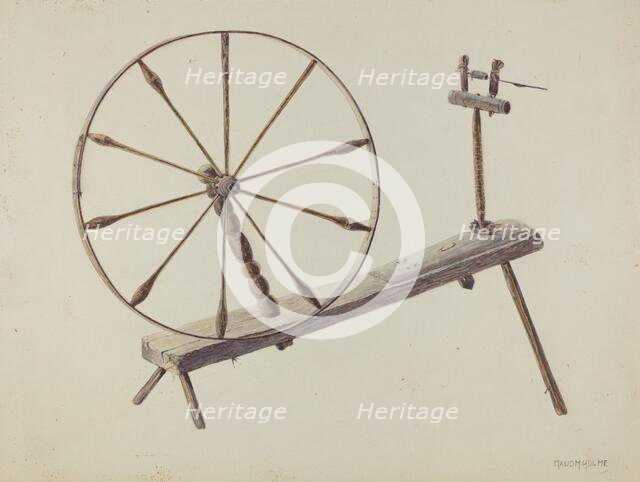 Spinning Wheel, c. 1938. Creator: Maud M Holme.