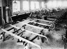 Chassis assembly at the Iris car works, Willesden, London, c1907. Artist: Unknown