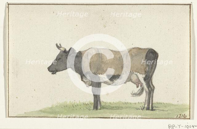 Standing cow with blanket, facing left, 1816.  Creator: Jean Bernard.