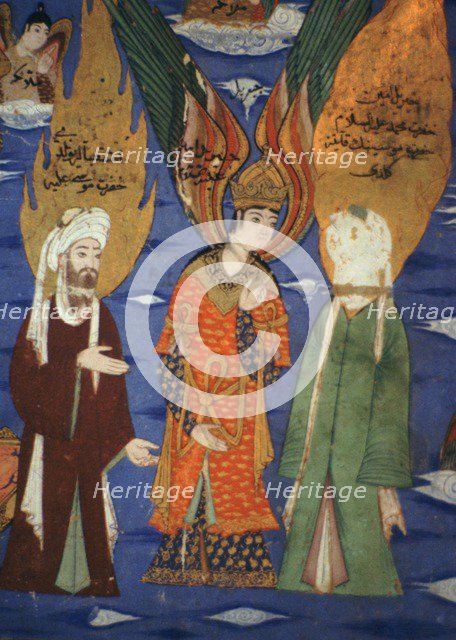 Image of the Prophet Mohammed ascending to heaven, 16th century. Artist: Unknown