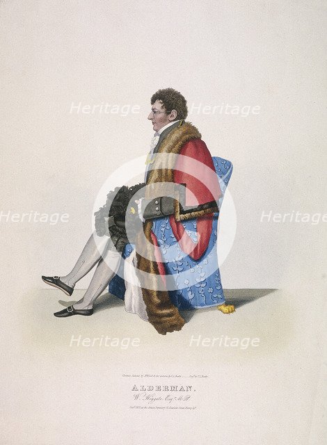 Alderman Sir William Heygate, seated and in civic costume showing robe and hat, 1825. Artist: Thomas Lord Busby