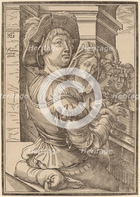 A Young Man Playing a Psalterium, c. 1600. Creator: Christoffel van Sichem I.