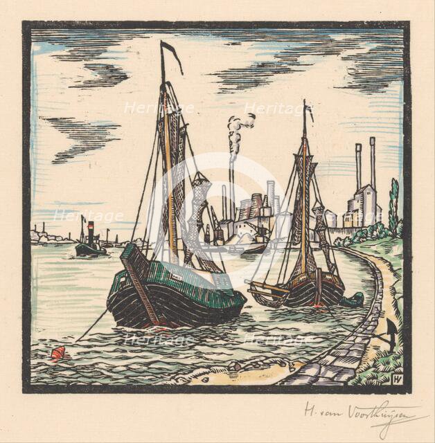 Moored fishing boats, 1871-1918. Creator: Henriëtte van Hove.