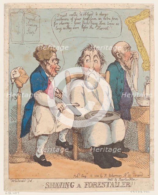 Shaving a Forestaller, August 15, 1800., August 15, 1800. Creator: Thomas Rowlandson.