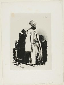 Standing Turk, plate eleven from Ink Sketches by Charlet, 1828. Creator: Nicolas-Toussaint Charlet.