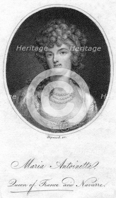 Marie Antoinette, Queen Consort of Louis XVI of France.Artist: Hopwood