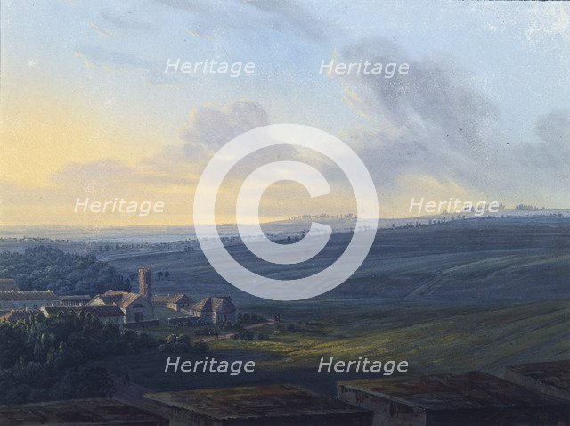 View of Tsarskoye Selo from the White Tower, after 1826. Artist: Zhukovsky, Vasily Andreyevich (1783-1852)