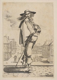 Gentleman with a Sword Before Some Buildings, 1629. Creator: Unknown.