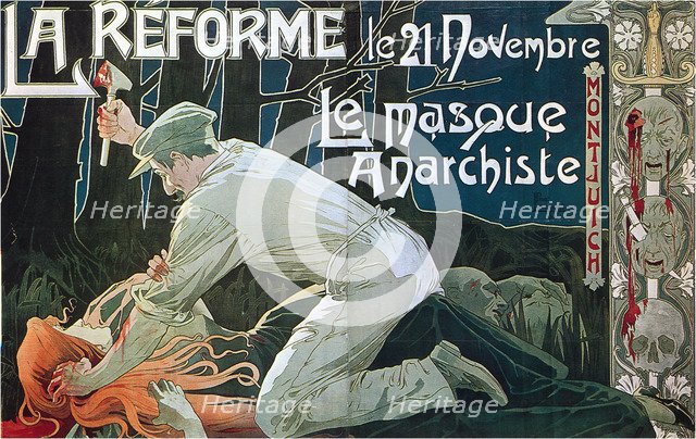 La Réforme le 21 Novembre, le masque anarchiste, 1897. Artist: Privat-Livemont, Henri (1861–1936)