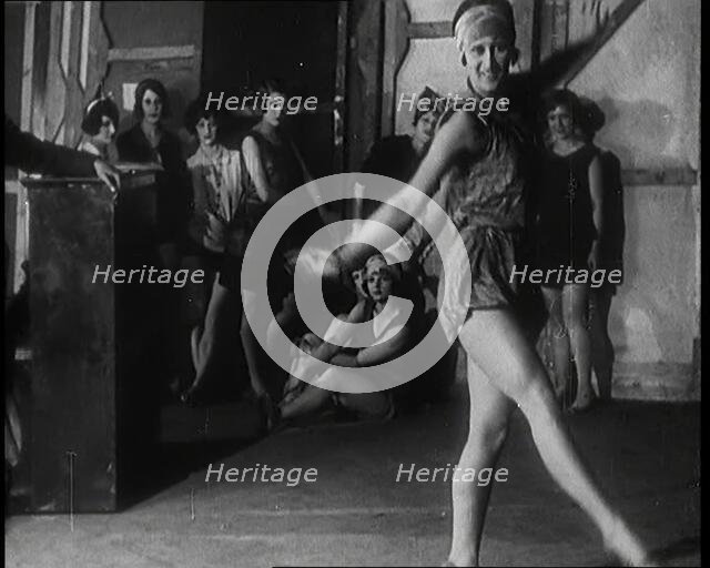 A Female Civilian Performing a Dance Routine  in a Studio, 1920s. Creator: British Pathe Ltd.