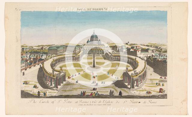 View of St. Peter's Square and St. Peter's Basilica in Vatican City, 1759-c.1796. Creator: Unknown.