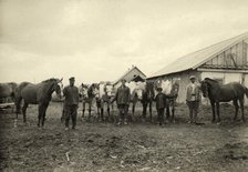 Grooms with horses, 1929. Creator: EI Vaneev.
