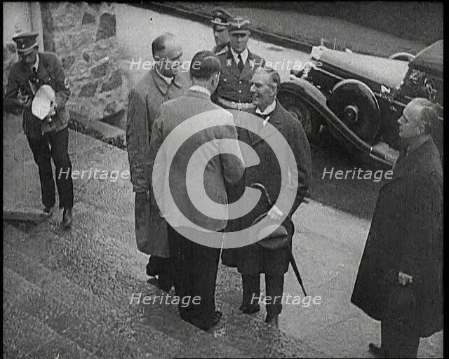 Adolf Hitler, the German Leader, Shaking Hands With Neville Chamberlain, the British..., 1938. Creator: British Pathe Ltd.