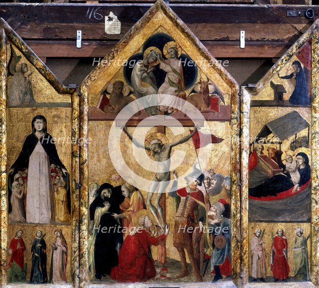 Triptych with the Crucifixion as the central panel, c1333. Artist: Master of Bologna