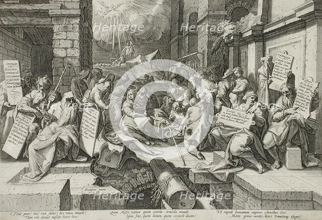 The Adoration of the Shepherds with Six Prophets, 1588. Creator: Jacob Matham.