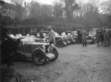 Various MGs outside the King's Arms, Berkhamsted, Hertfordshire, during the MG Car Club Trial, 1931. Artist: Bill Brunell.