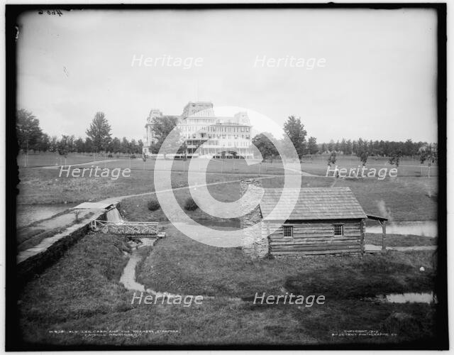 Old log cabin and the Rexmere, Stamford, Catskill Mountains, N.Y., c1902. Creator: Unknown.