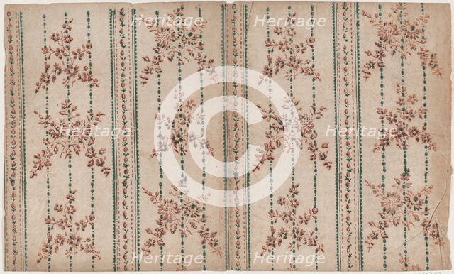 Book cover with two borders with floral patterns, 19th century. Creator: Anon.