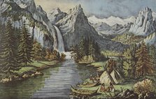 Yosemite Valley - California, pub. 1866, 'The Bridal Veil' Fall, Currier & Ives (Colour Lithograph)