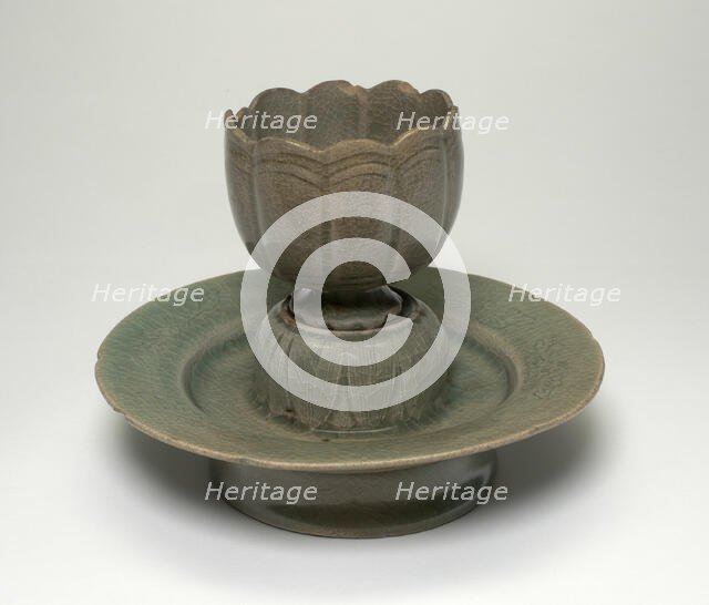 Lobed Cup and Stand with Floral Sprays and Stylized Leaves, Korea, Goryeo dynasty (918-1392). Creator: Unknown.