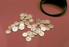 Hoard of Roman gold coins found in England. Artist: Unknown