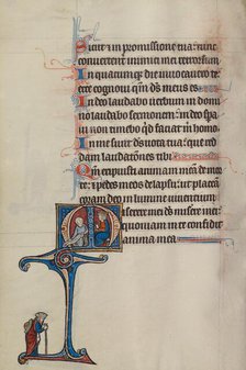 Initial M: Saul and a Fool; Bute Psalter, text and illumination about 1285. Creator: Bute Master.