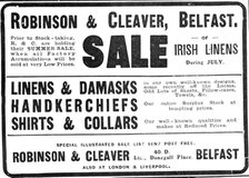 Robinson & Cleaver, Belfast - sale of Irish linens, 1909. Creator: Unknown.