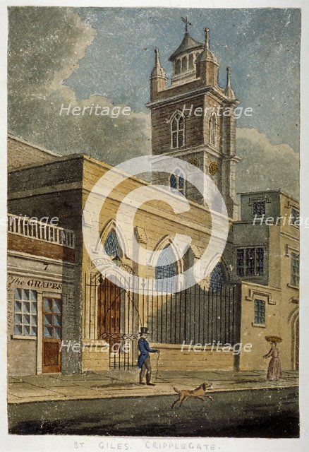 Church of St Giles without Cripplegate, City of London, 1830. Artist: Anon