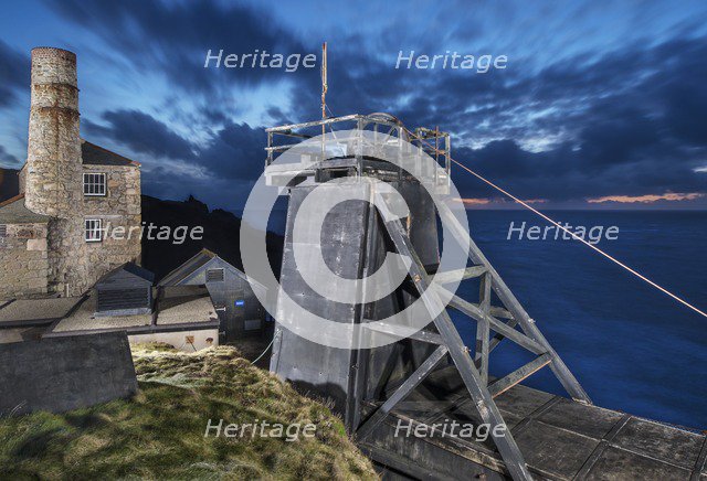 Skip shaft headframe, Geevor Mine (Levant Section), Trewellard, St Just, Cornwall, 2015. Artist: James O Davies.