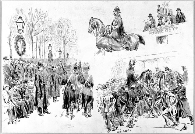 Scenes before Queen Victoria's funeral, 1901, (c1901). Artist: Stephen T Dadd