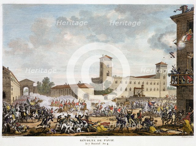 Revolt at Pavia, Italy 7 Prairial, Year 4 (May 1796).  Artist: Jacques Joseph Coiny