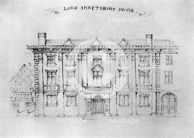 Lord Shaftbury House, Aldersgate Street, 1908. Artist: Unknown