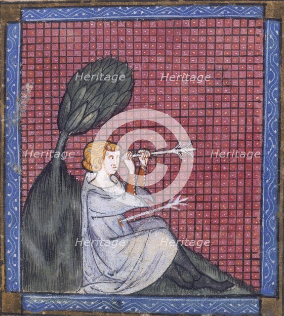 A man pierced by two arrows, 14th century. Creator: Unknown.