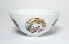 Bowl with Medallionsof Butterflies, Peonies, Chrysanthemums, Peaches..., Qing dynasty (1644-1911). Creator: Unknown.