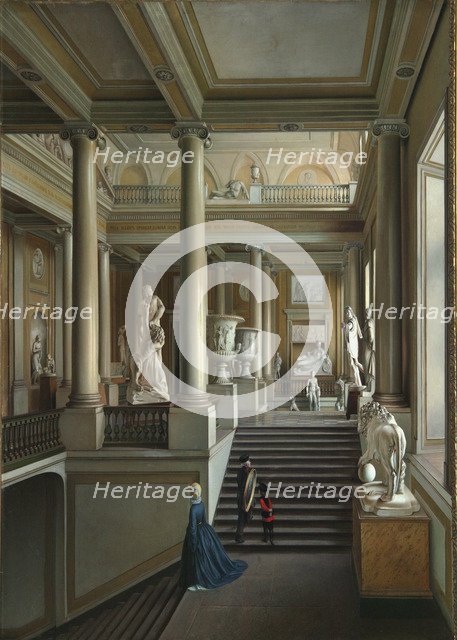 Main staircase of Fine Arts Academy in St. Petersburg', 1830. Creator: Ivanov, Ivan Alexeyevich (1779-1848).