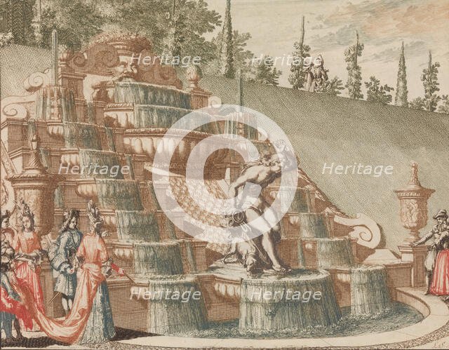De Cascade van Narcissus, aan de Oost-zyde van de Groote Tuin', in: Tooneel Der Voornaamst..., n.d.. Creator: Lorenz Scherm.