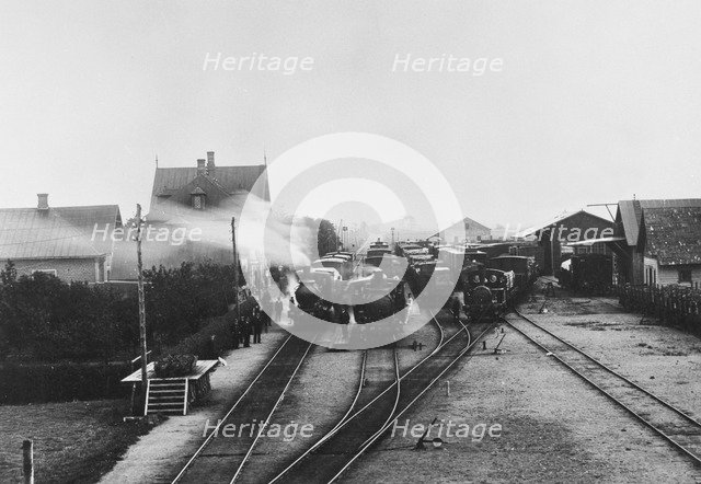 The railwaystation at Klippan village, Scania, Sweden, 1910s. Artist: Unknown