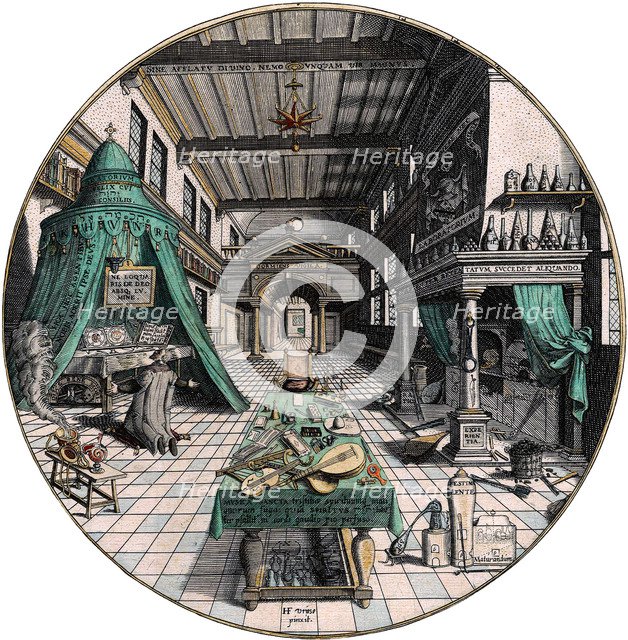 Alchemist's laboratory, 1595.  Artist: Hans Vredeman de Vries