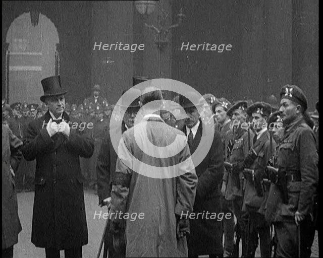 British Prime Minister David Lloyd George Inspecting Members of the Royal Irish Constabulary, 1920. Creator: British Pathe Ltd.