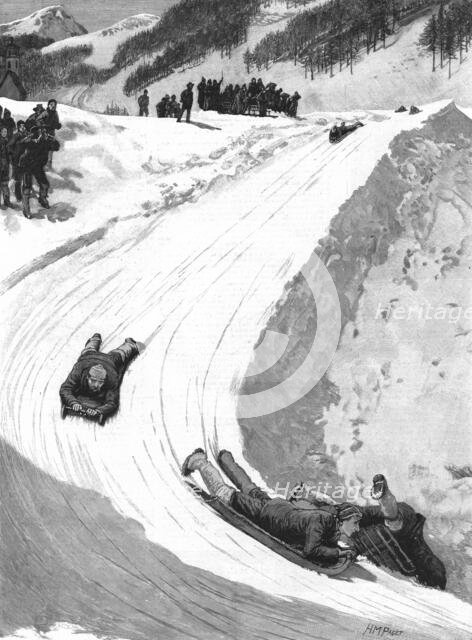 ''Tobogganing at St. Moritz, Engadine, Switzerland', 1890. Creator: Unknown.
