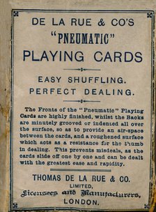 De La Rue & Co's Pneumatic Playing Cards, cover, 1925.  Artist: Unknown.