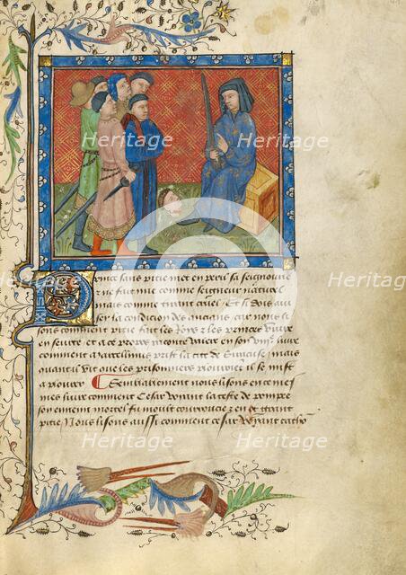 A Group of Men Standing before Caesar and the Severed Head of Pompeius, about 1430. Creator: Unknown.